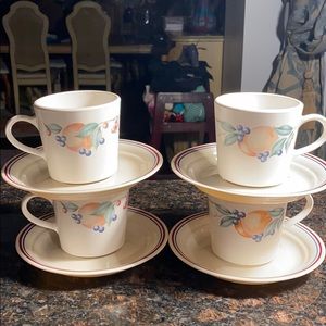 4 Corelle Abundance 8 oz. Cups and 4 Saucers